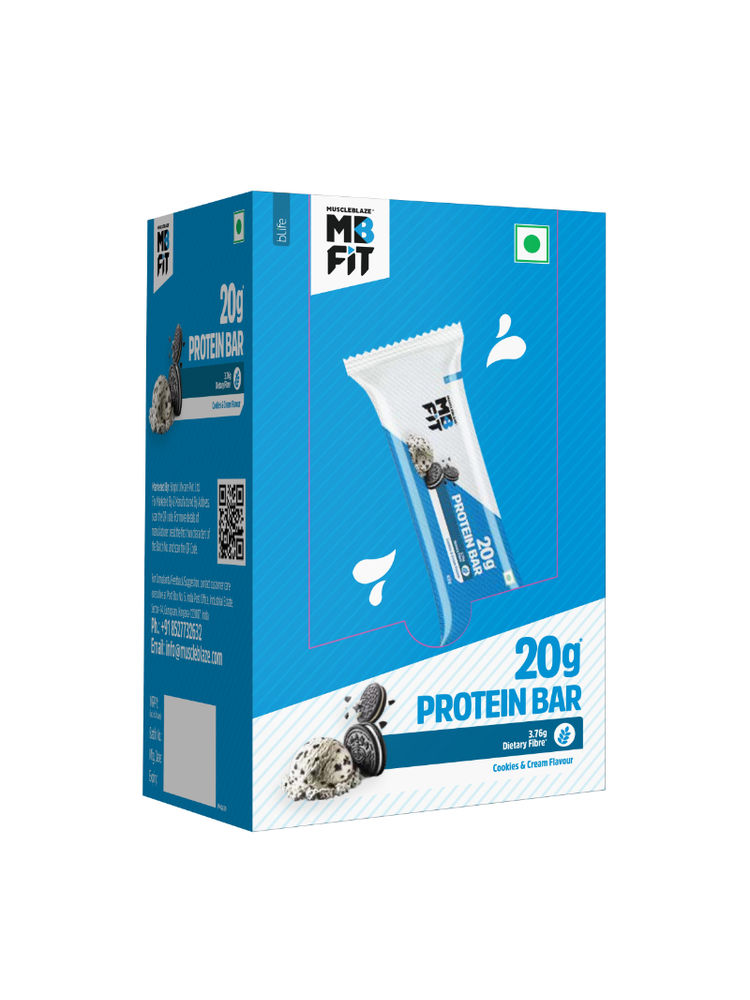 MuscleBlaze Protein Bar - Cookies & Cream (Pack Of 6)