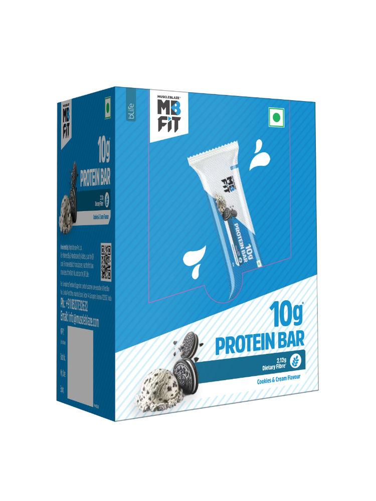 MuscleBlaze Protein Bar - Cookies & Cream (Pack Of 6)
