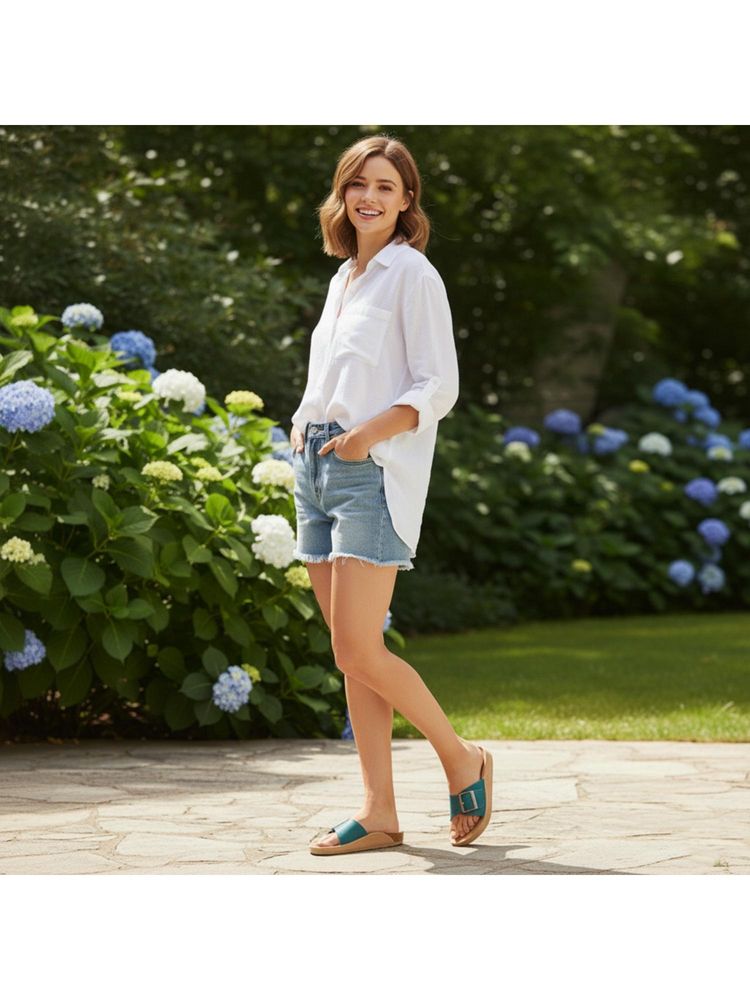BERSACHE Extra Soft Classic Casual Teal Flats for Womens-picture-10