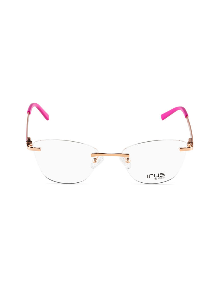 IRUS Women Rimless Cat Eye Shiny Rose Gold Metal Eyeglass Frame (50)-image-17
