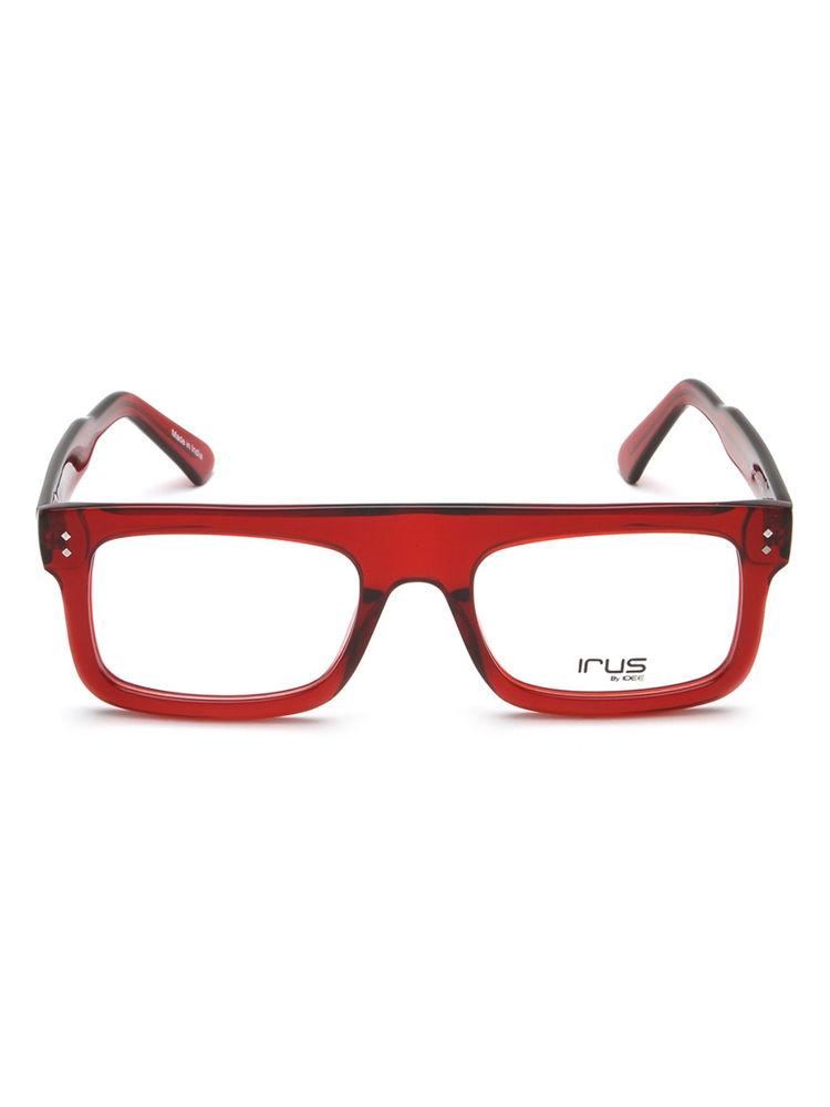 IRUS Men Full Rim Rectangle Shiny Crystal Red Acetate Eyeglass Frame (53)-image-37