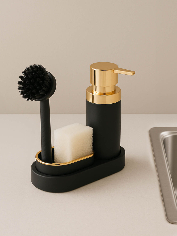 OBSESSIONS Pvc Solid Soap Dispenser-Black Gold-picture-15