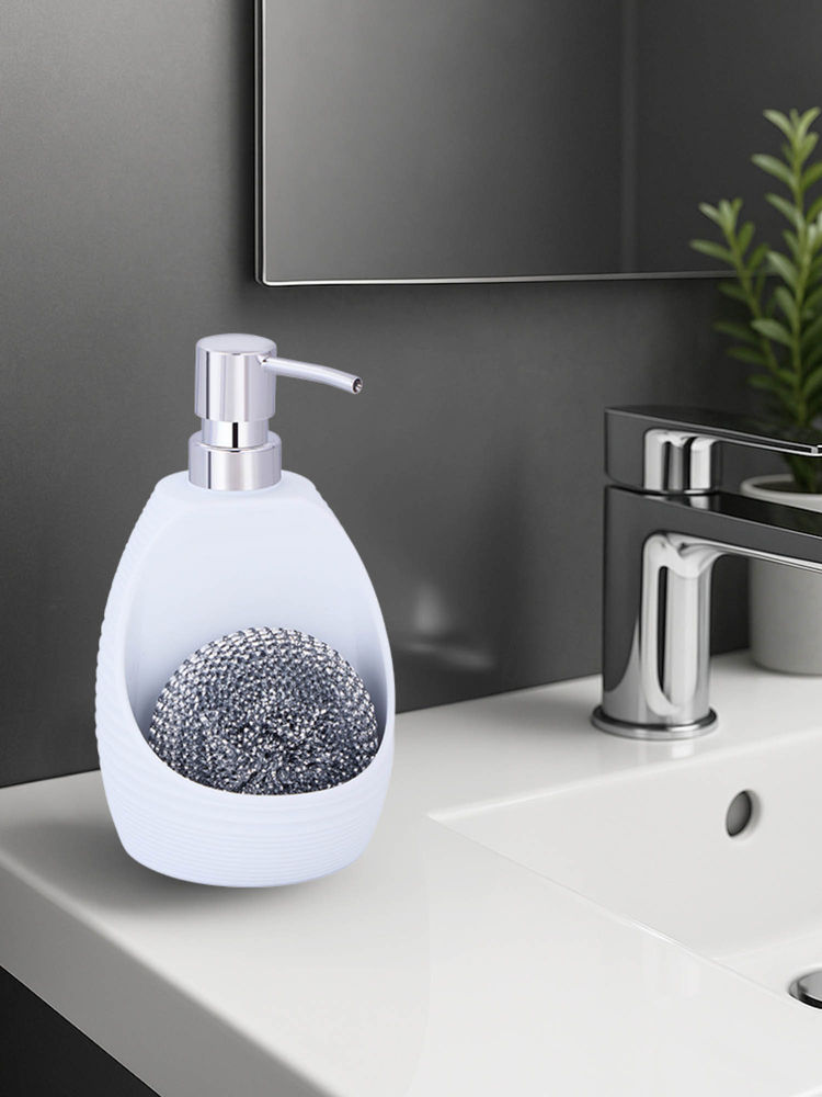 OBSESSIONS Pvc Solid Soap Dispenser-White Silver-picture-10