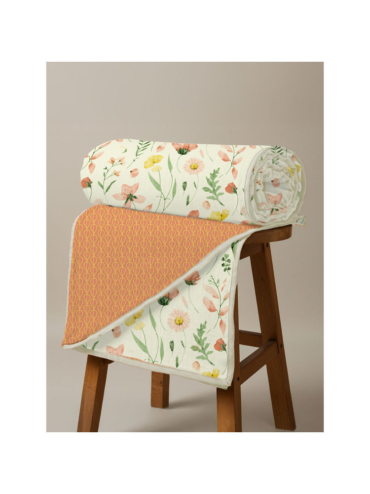 Urban Space Meadows Peach Cotton Malmal Bed Ac Dohar (Double)-image-22