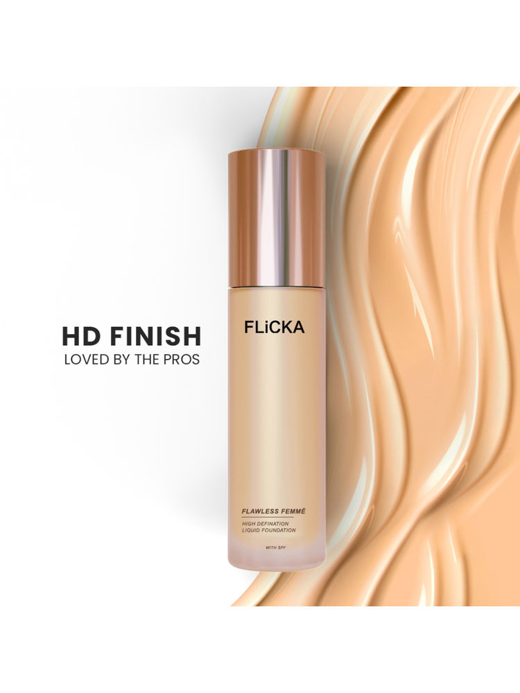 Flicka Flawless Femme Hd Liquid Foundation Dewy Finish Long Lasting Medium High Coverage-image-24