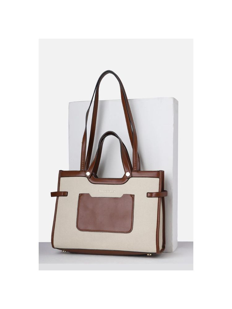 Van Heusen Women Beige Colorblock Casual Handbag-image-28