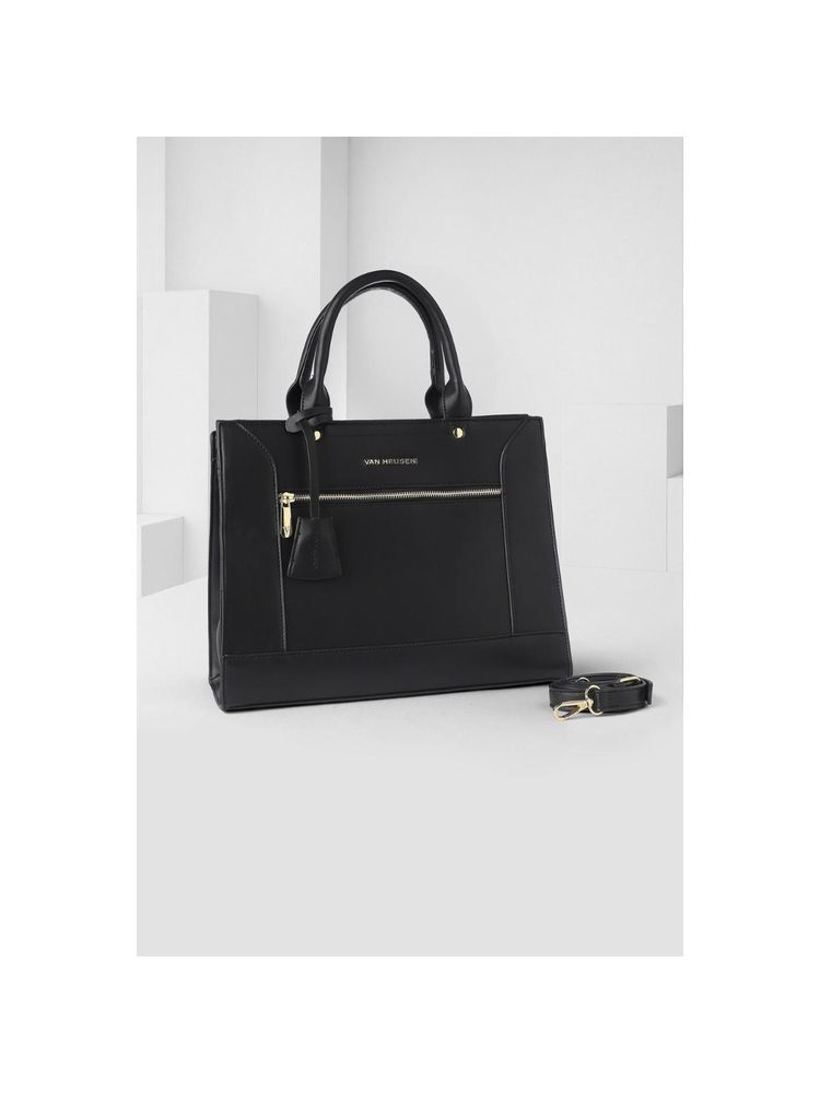 Van Heusen Women Black Textured Formal Handbag-image-31