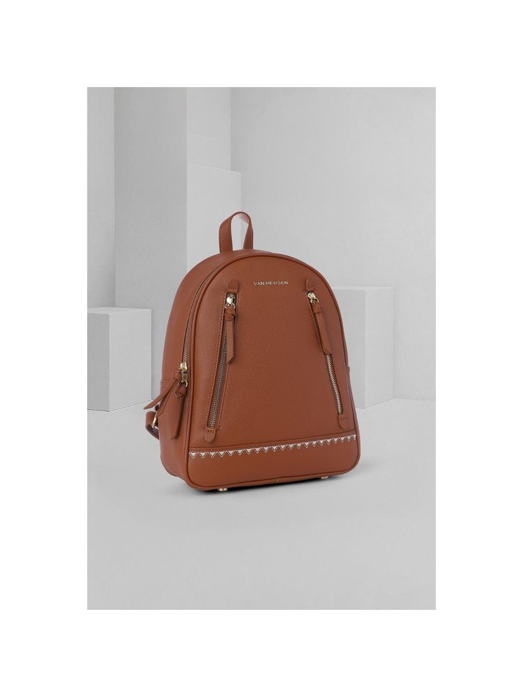 Van Heusen Women Brown Textured Casual Backpack-picture-27