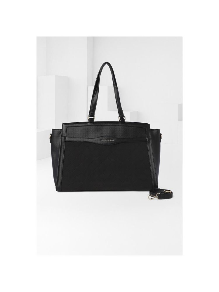 Van Heusen Women Black Textured Formal Handbag-image-27