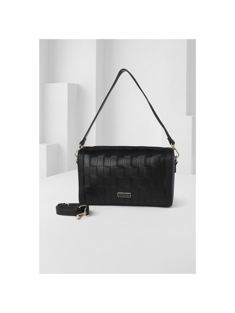 Van Heusen Women Black Textured Casual Sling Bag With Detachable Strap-picture-23