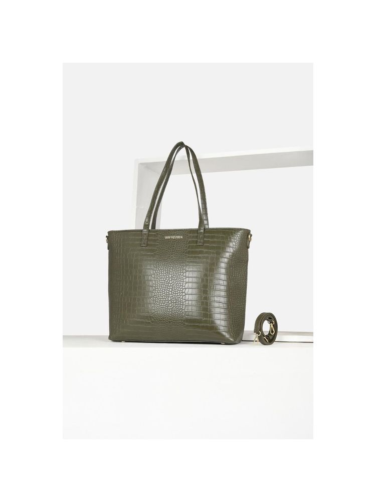 Van Heusen Women Olive Textured Formal Handbag-picture-13