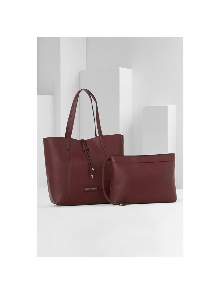 Van Heusen Women Maroon Solid Casual Handbag-picture-15