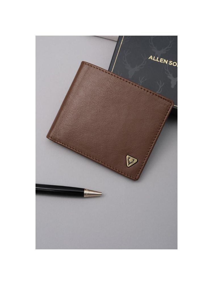 Allen Solly Men Brown Textured Genuine Leather Wallet-picture-26