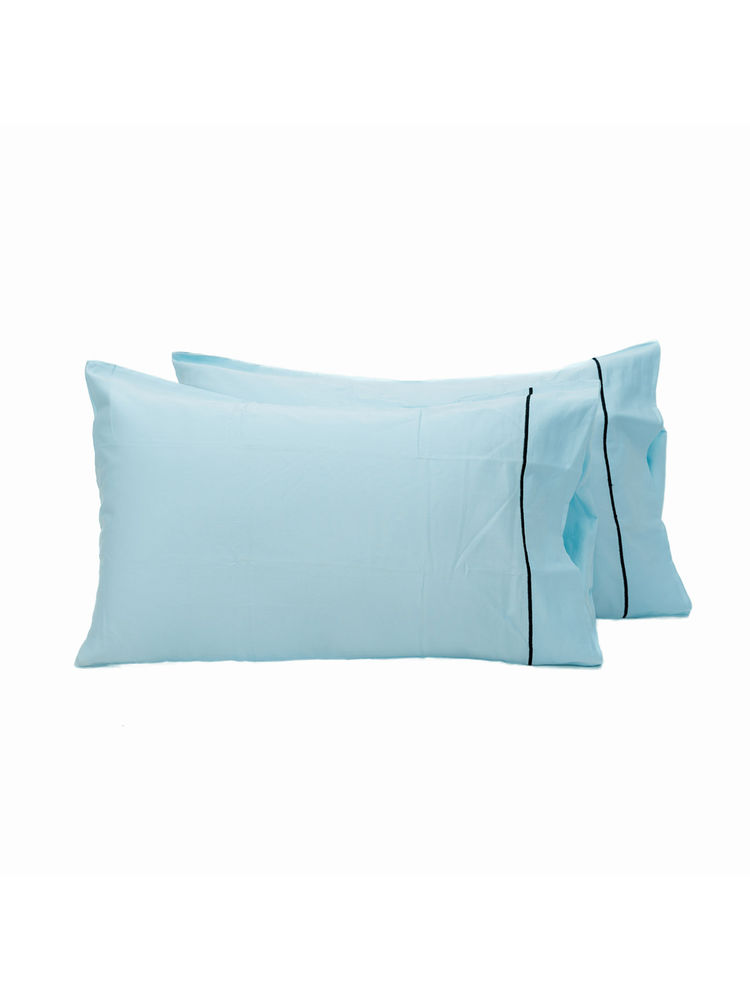 The Hive Cotton Pillow Cover with Envelope Closure End Design Cool Blue, Set of 2-image-3