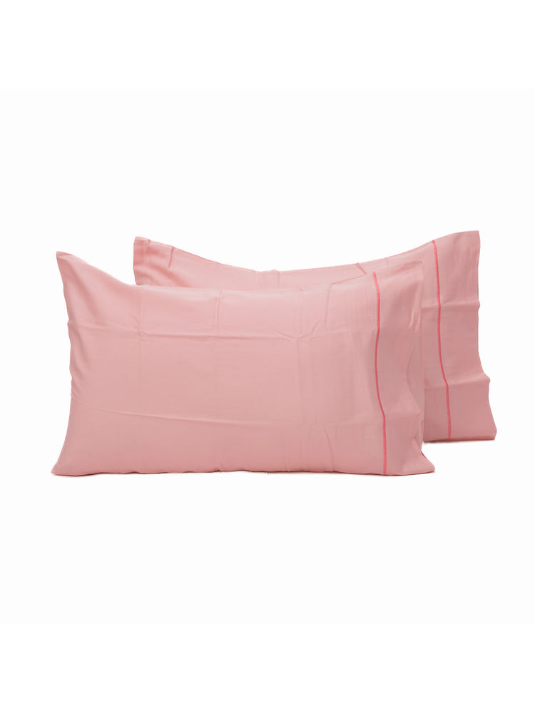 The Hive Cotton Pillow Cover with Envelope Closure End Design Pastel Pink, Set of 2-image-7