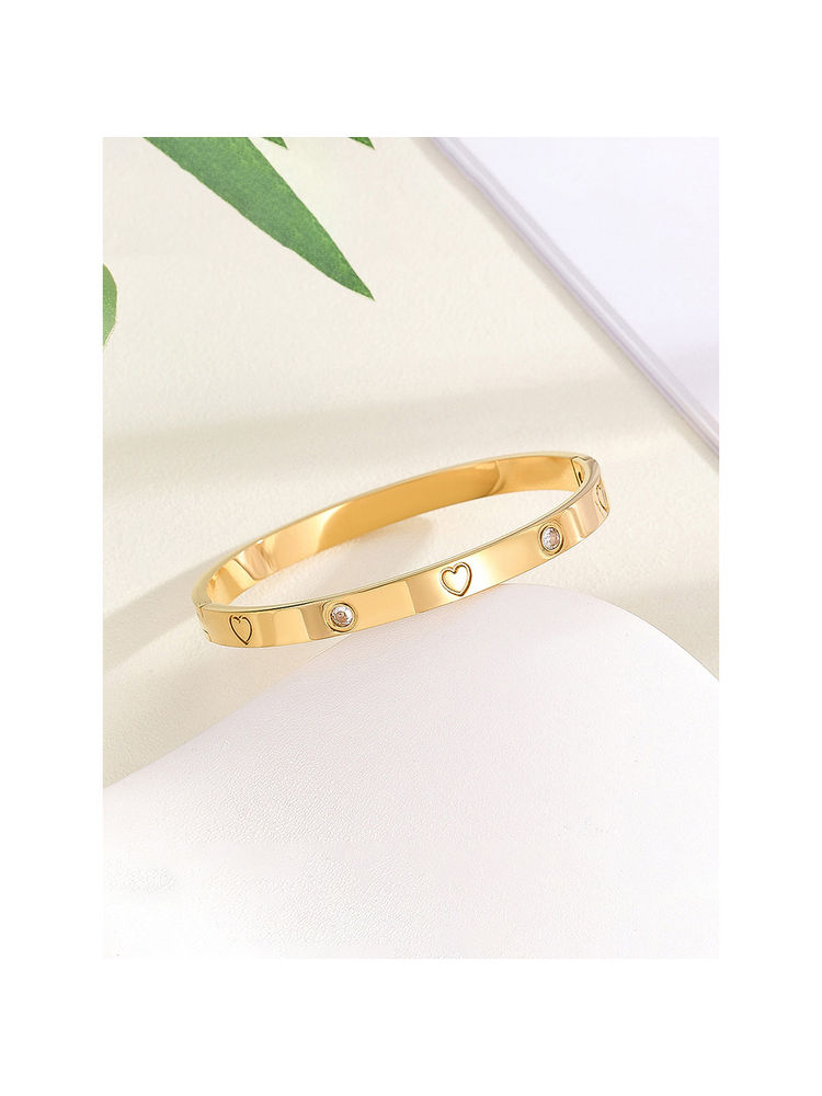 Designs & You Stainless Steel Astonishing Gold Plated Love Ad Anti-Tarnish Bracelet for Women-picture-12