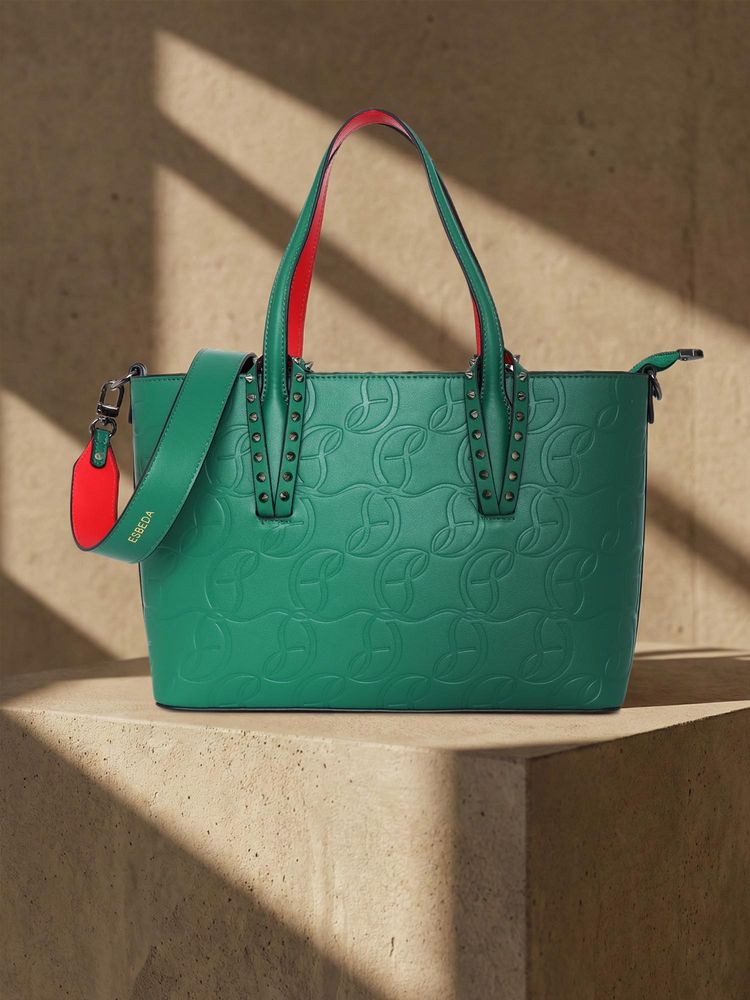 ESBEDA Green Pu Textured Handbag with Detachable Strap-picture-28
