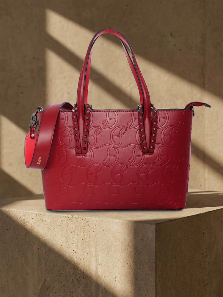 ESBEDA Maroon Pu Textured Handbag with Detachable Strap-picture-27