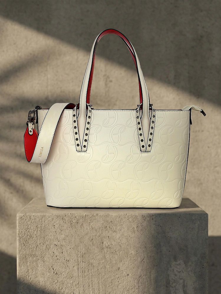 ESBEDA Off White Pu Textured Handbag with Detachable Strap-image-30