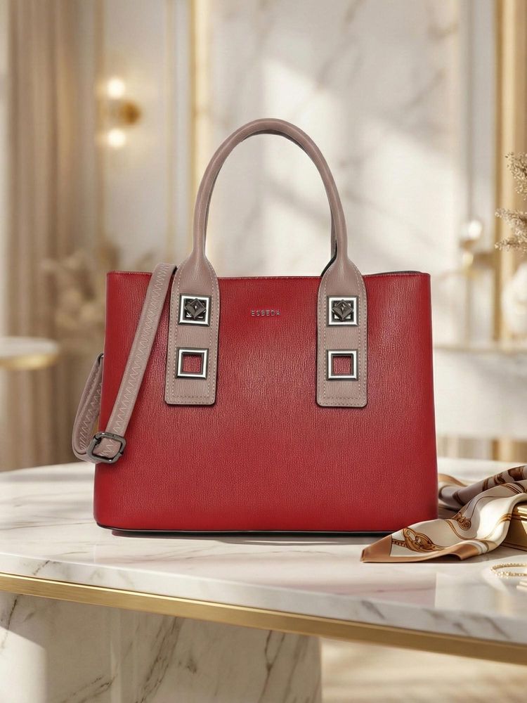 ESBEDA Maroon Pu Solid Handbag with Detachable Strap-picture-20