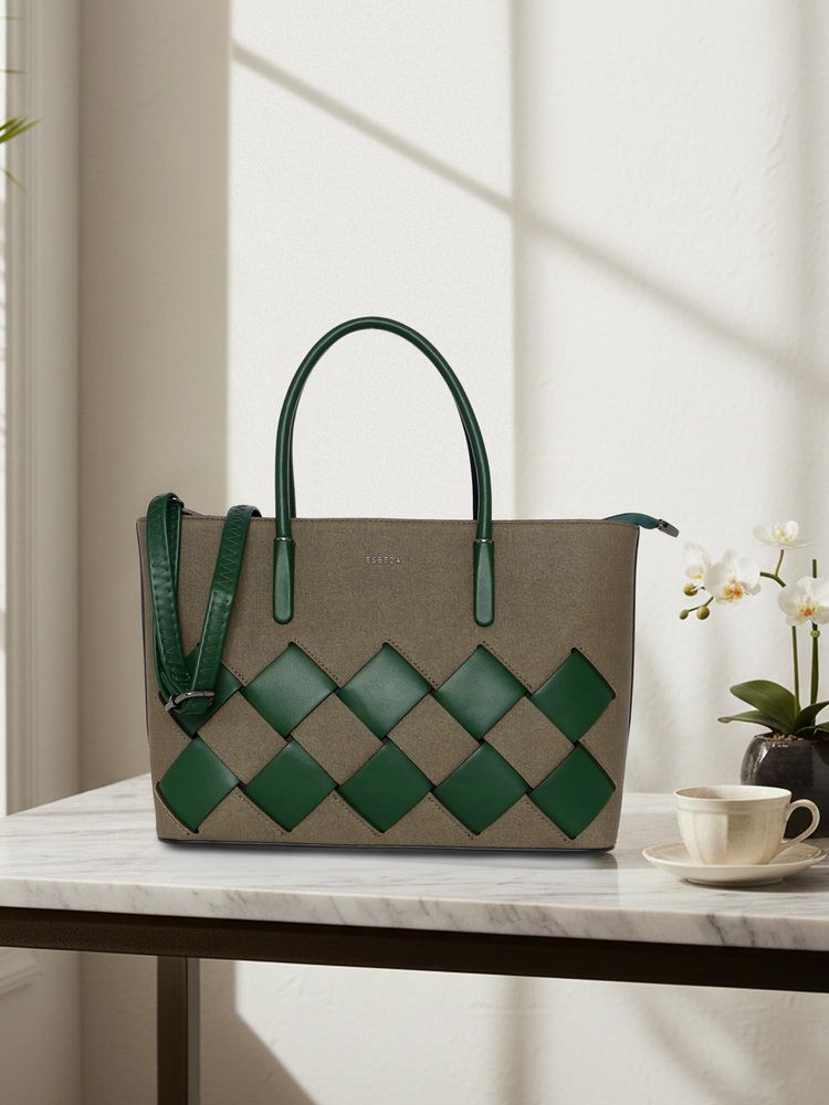 ESBEDA Green Pu Textured Handbag with Detachable Strap-picture-20