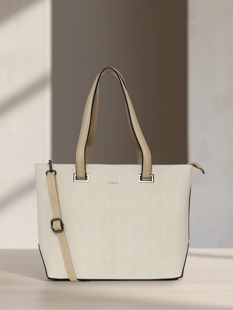 ESBEDA Beige Pu Solid Handbag with Detachable Strap-picture-40