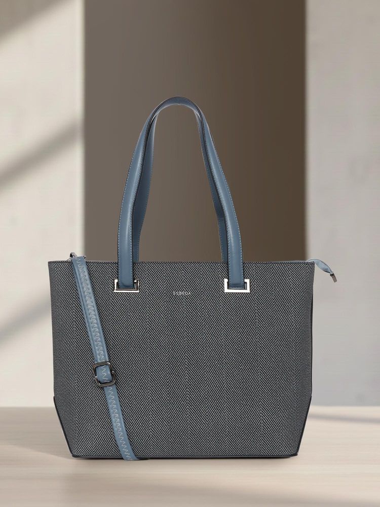 ESBEDA Blue Pu Solid Handbag with Detachable Strap-picture-39