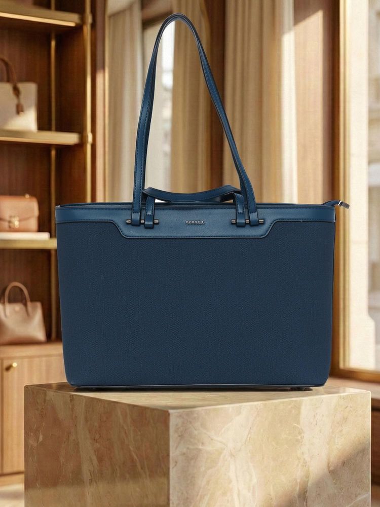 ESBEDA Navy Blue Pu Solid Handbag-picture-23