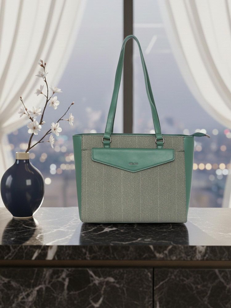 ESBEDA Green Pu Solid Handbag with Detachable Strap-picture-12
