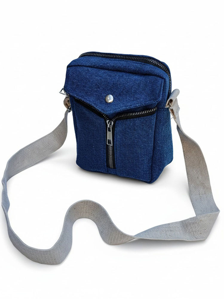 THE PURANI JEANS Blue Denim Solid Slingbag-picture-24