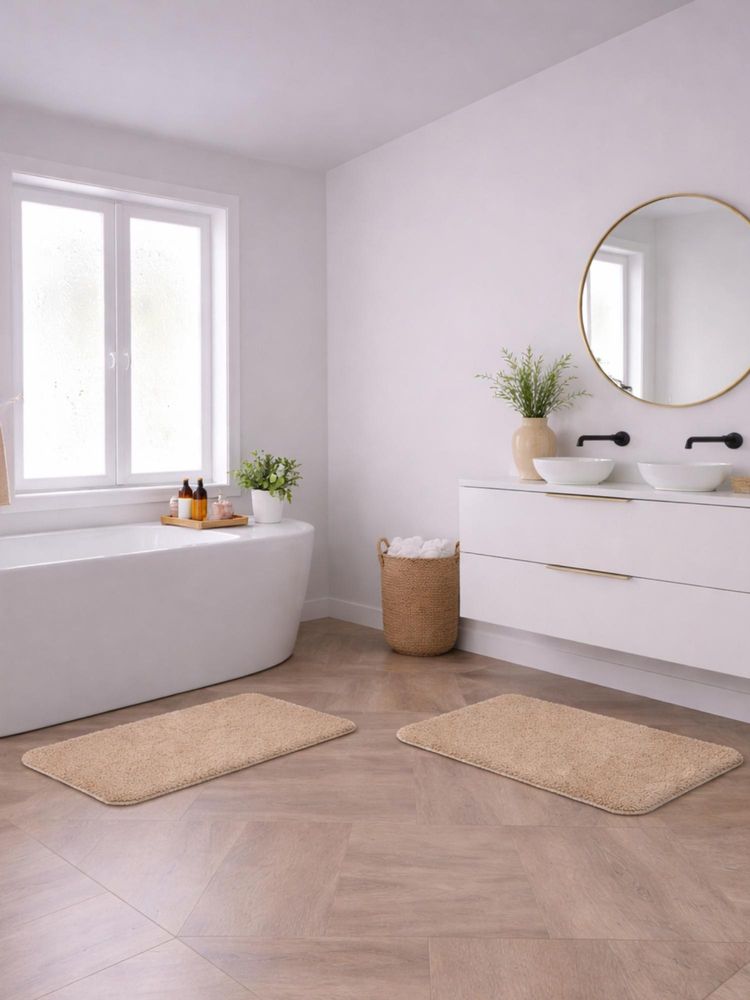 OBSESSIONS Absorbent and Quick-Dry Polyester Bath Mat - Taupe (Pack of 2)-picture-32
