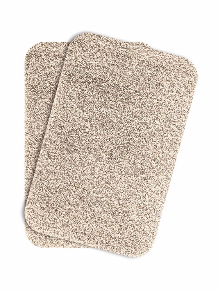 OBSESSIONS Absorbent and Quick-Dry Polyester Bath Mat - Light Beige (Pack of 2)-image-35
