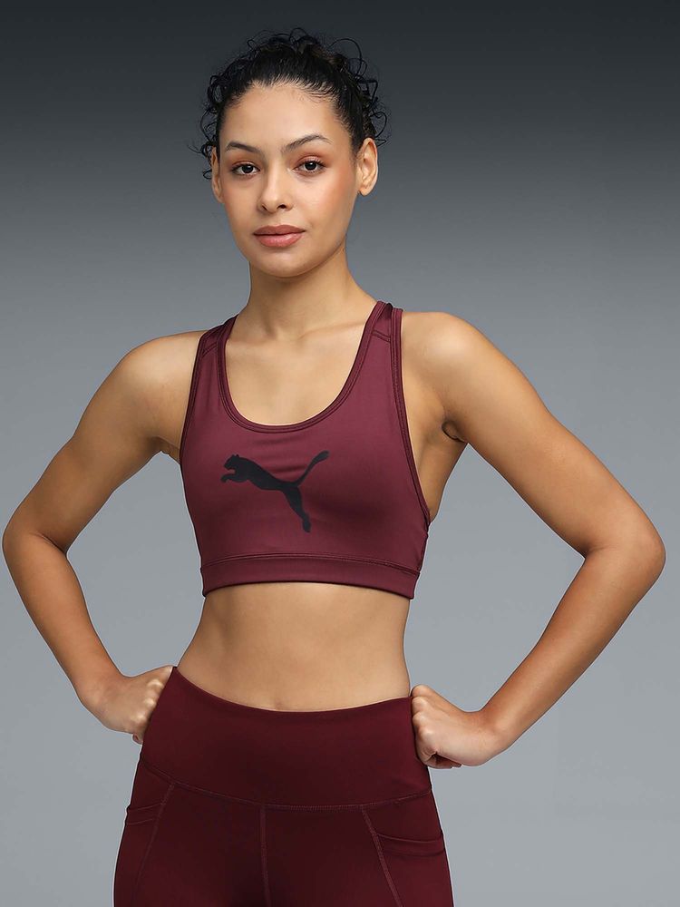 Puma 4Keeps Womens Racerback Mid Impact Sports Bra Maroon-picture-39