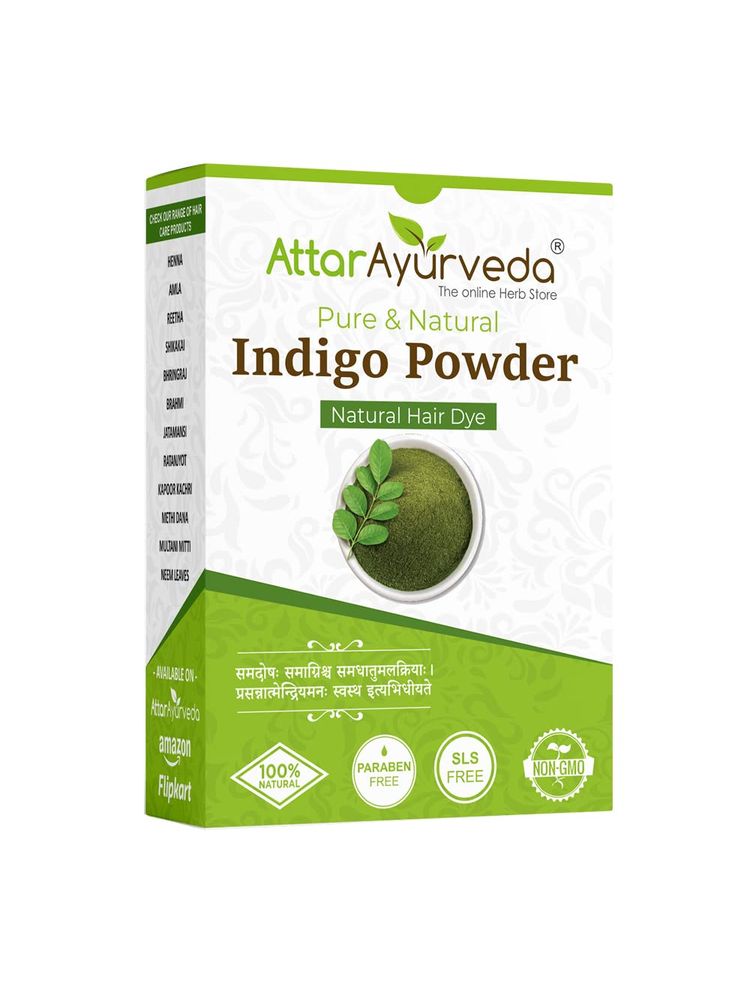 Attar Ayurveda Indigo Powder For Black Hair - 100% Natural, Chemical Free, No PPD & Ammonia