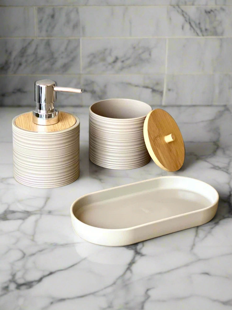 Mason Home Amun Bathroom Dispenser with Tumbler & Tray - Beige-picture-23