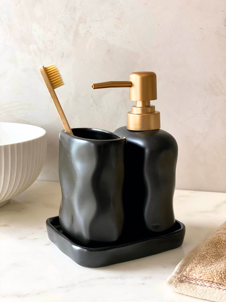Mason Home Lucent Bathroom Dispenser with Tumbler & Tray - Black-picture-22
