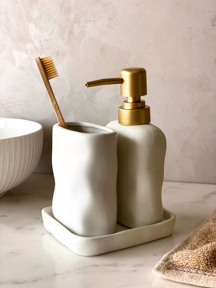 Mason Home Lucent Bathroom Dispenser with Tumbler & Tray - White-picture-21