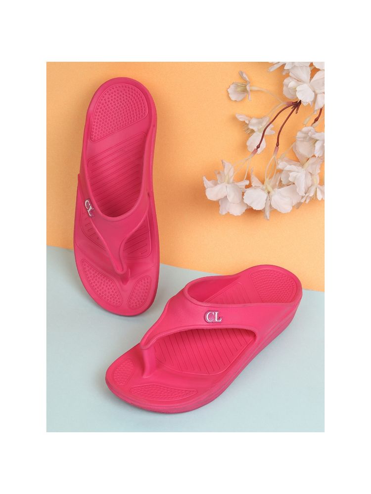 Carlton London Women Pink Solid Flipflops
