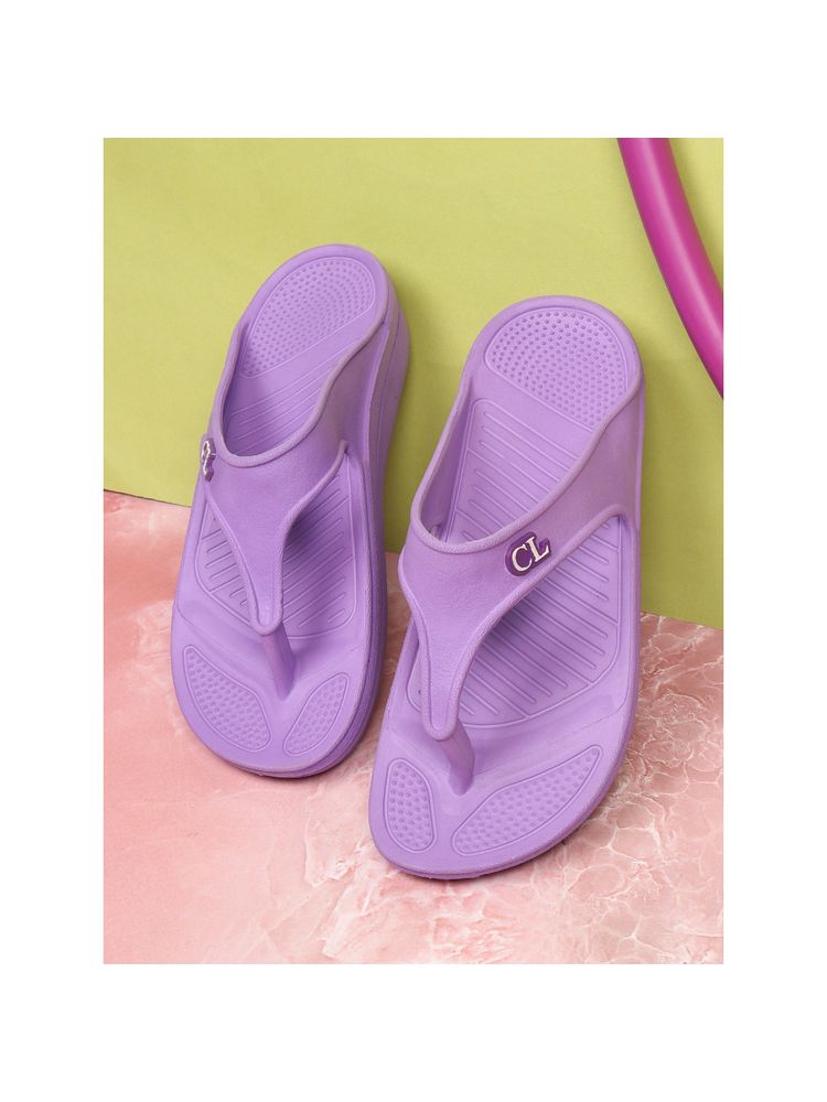 Carlton London Women Purple Solid Flipflops-picture-13