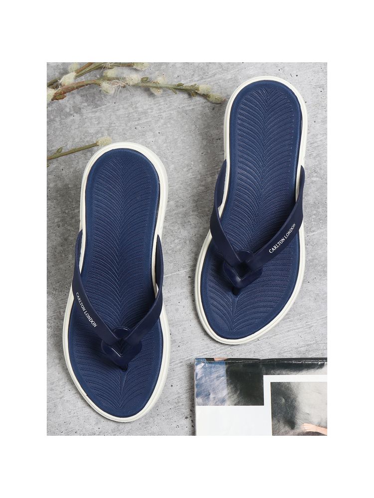 Carlton London Women Navy Blue Solid Flipflops