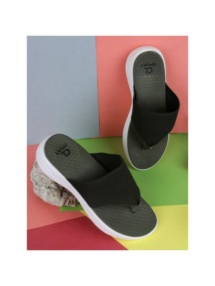 Carlton London Women Olive Textured Flipflops-image-14