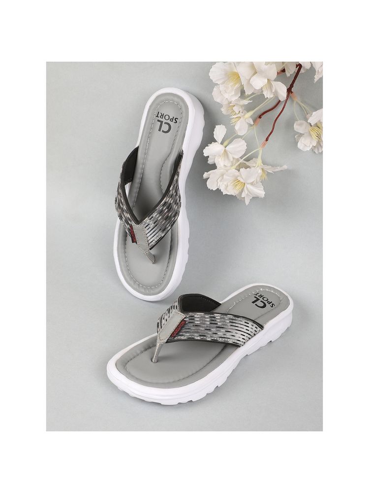 Carlton London Women Grey Textured Flipflops-picture-15