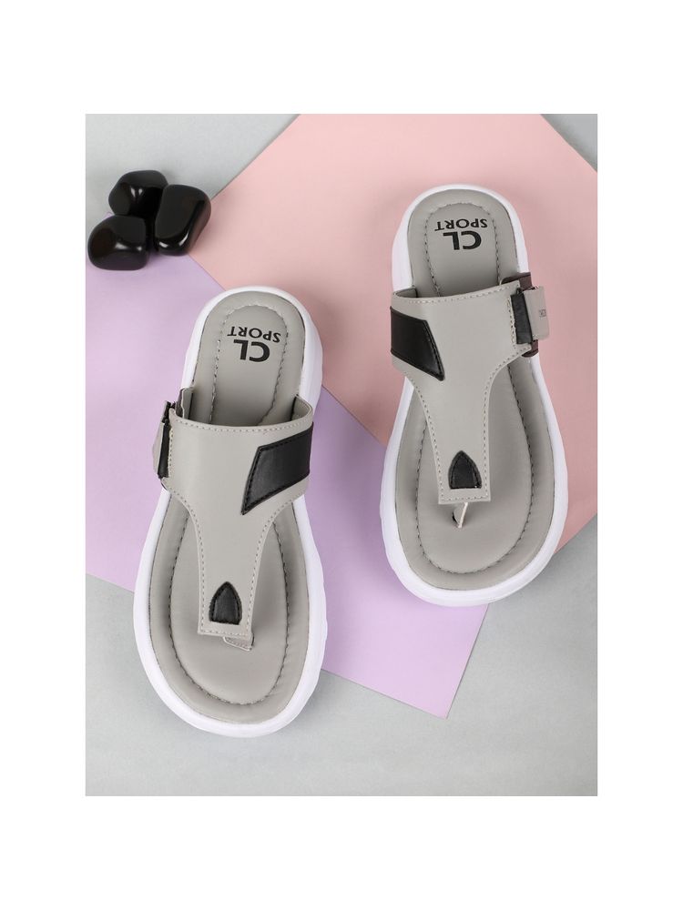 Carlton London Women Grey Solid Flipflops