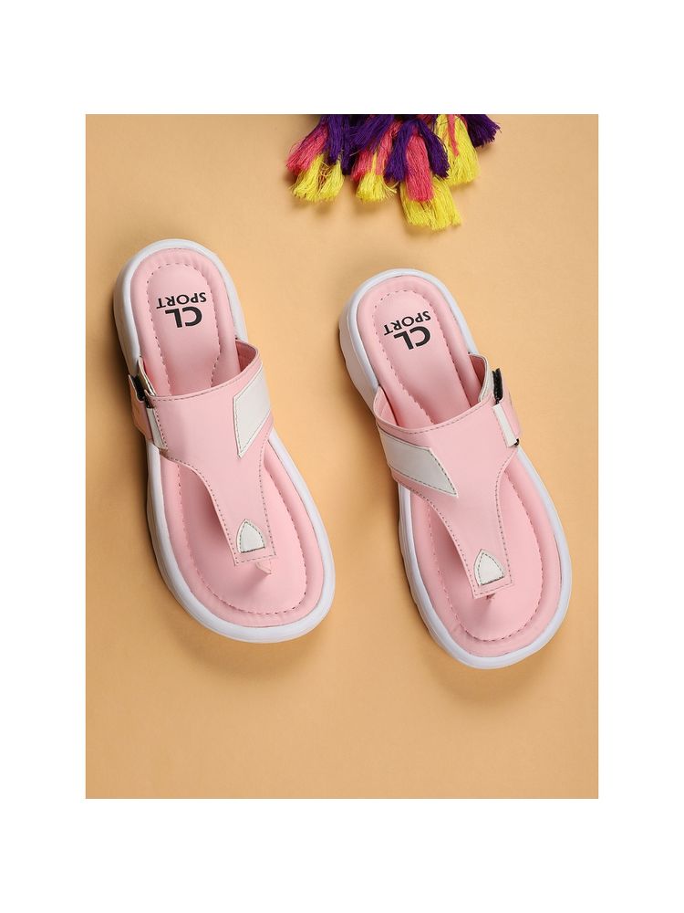 Carlton London Women Pink Solid Flipflops-picture-28