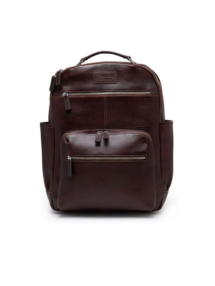 Teakwood Unisex Brown Solid Medium Leather Backpack