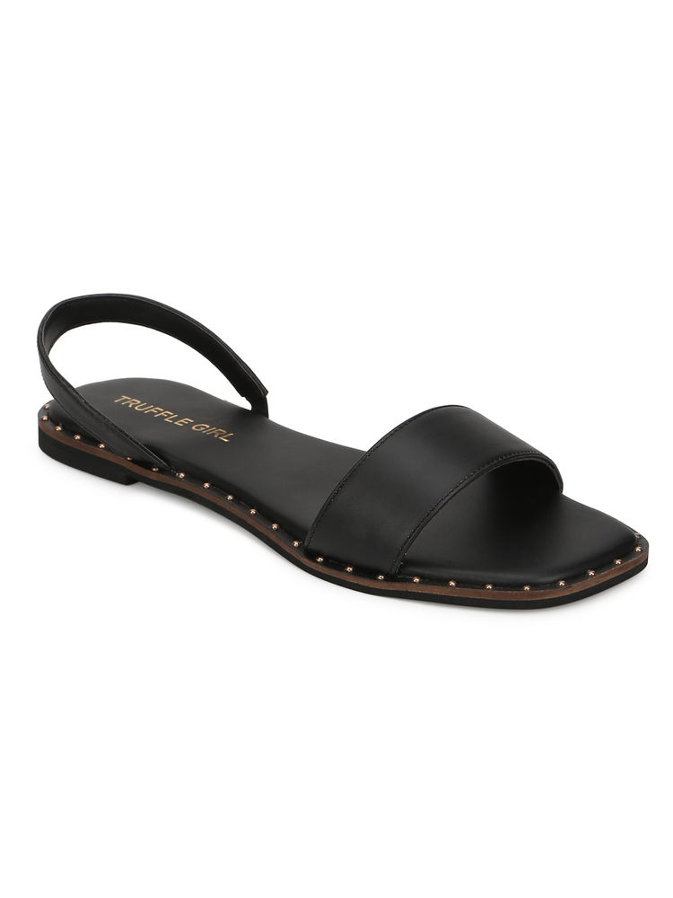 Truffle Collection Pu Flat Sandals With Back Strap