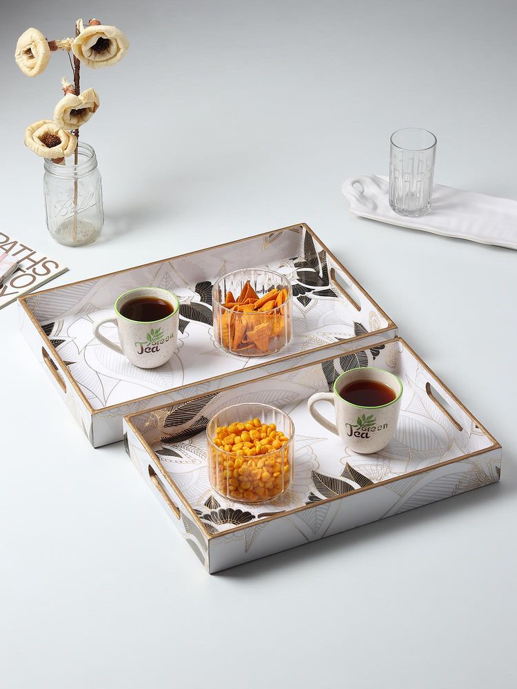 De Maison Decor Ivory Noir Bloom 2 Trays (Pack of 2)-image-6