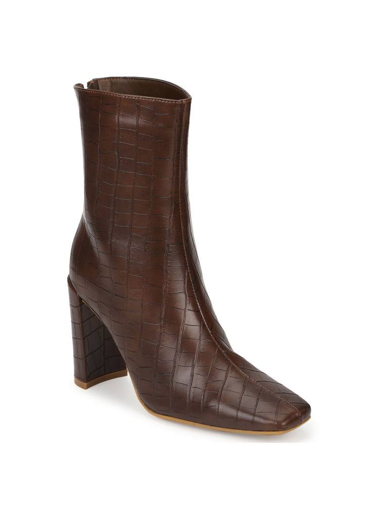 Truffle Collection Brown Animal Print Boots-image-11