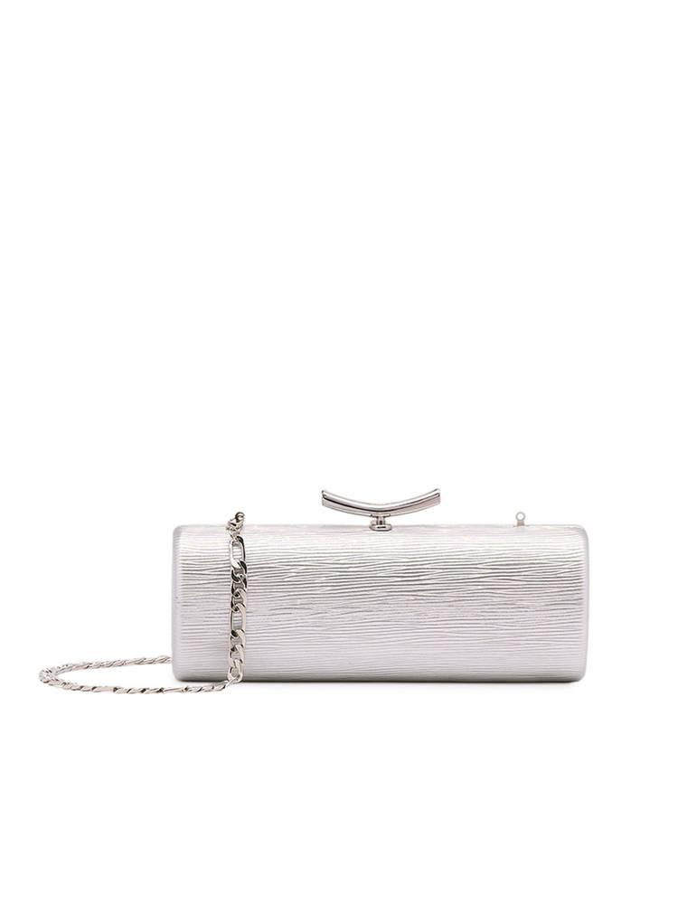 MIRAGGIO Pearl Clutch With Detachable Crossbody Strap - Silver (M)-picture-10