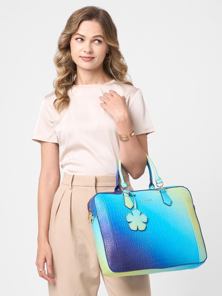 Caprese Marilyn Women Blue Large 15 Inch Laptop Bag With Detachable Strap-image-38